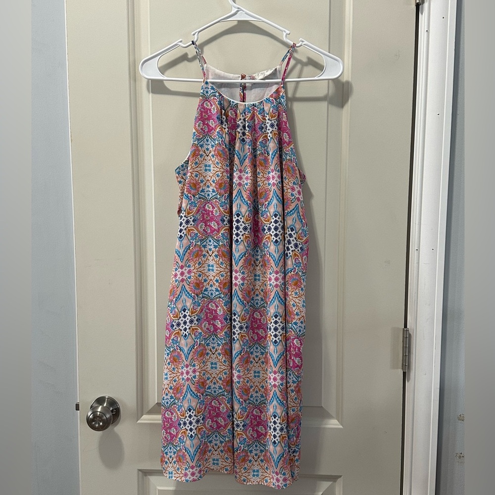 Pink Rose Colorful Bohemian Sundress Size Medium